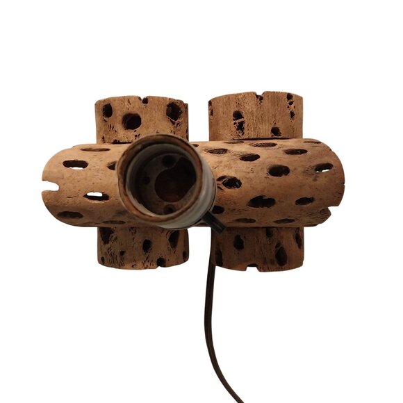 Vintage Western Wagon Lamp Cholla Wood Cactus Base WORKS - Picture 6 of 8